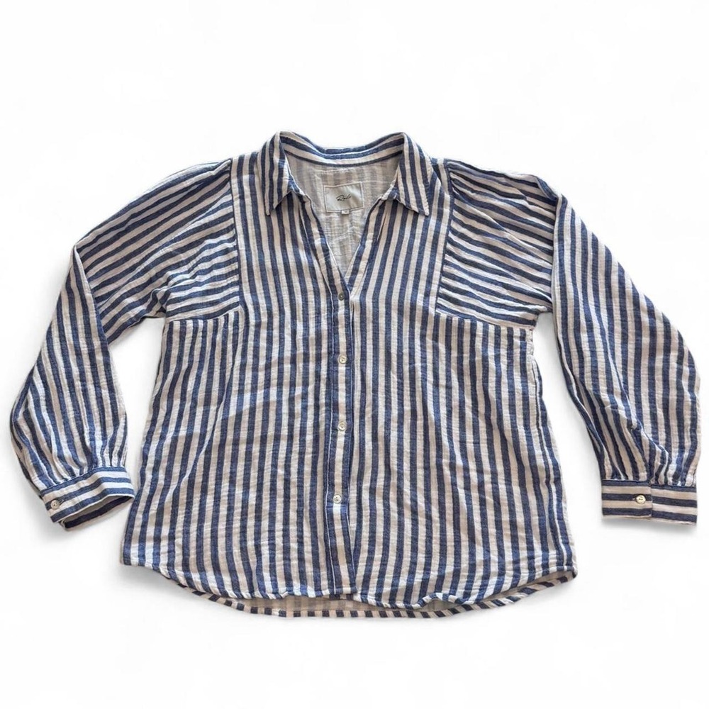 Rails Striped Button Up V Neck Top